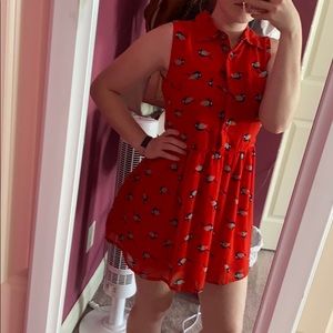 Red printed dress